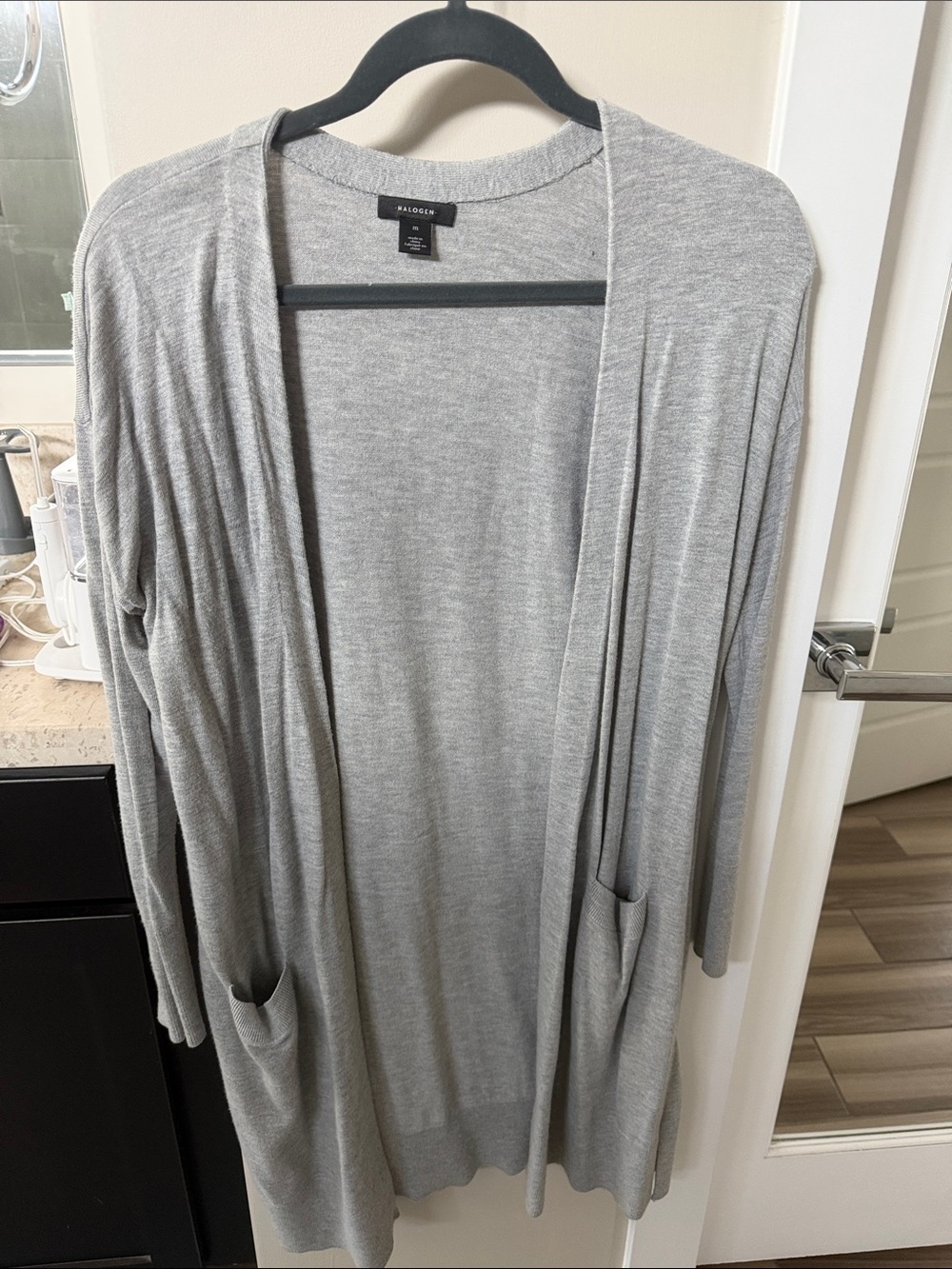 Halogen Heather Gray Open-Front Long Cardigan